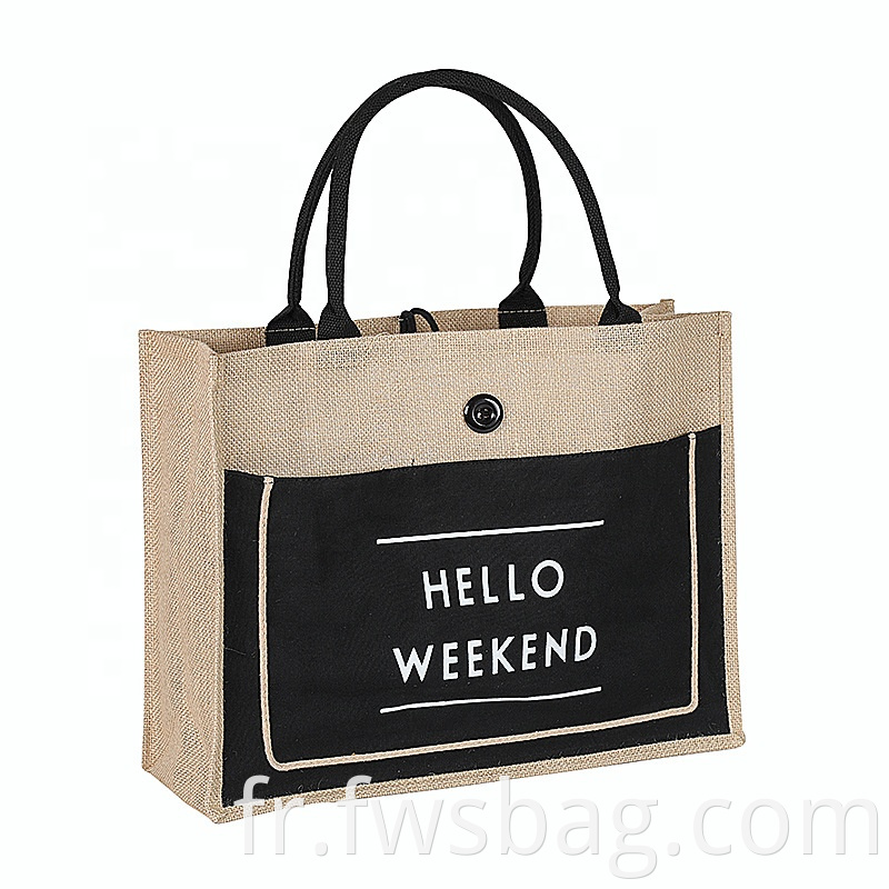 Durable Big Jute Embroidered Bag For Beach With Customized Logo3